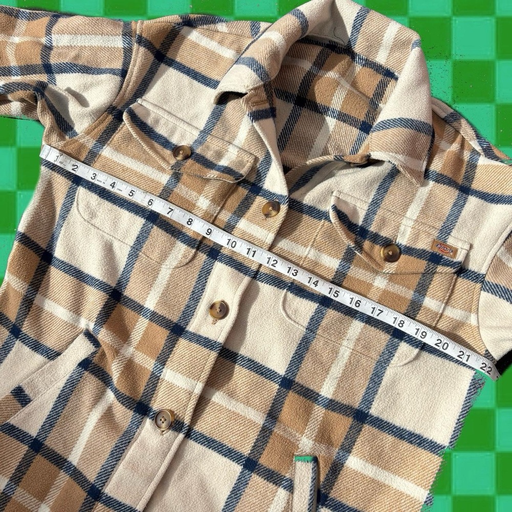 Dickies Tan and Blue Plaid Shirt Jacket - Picture 5 of 7